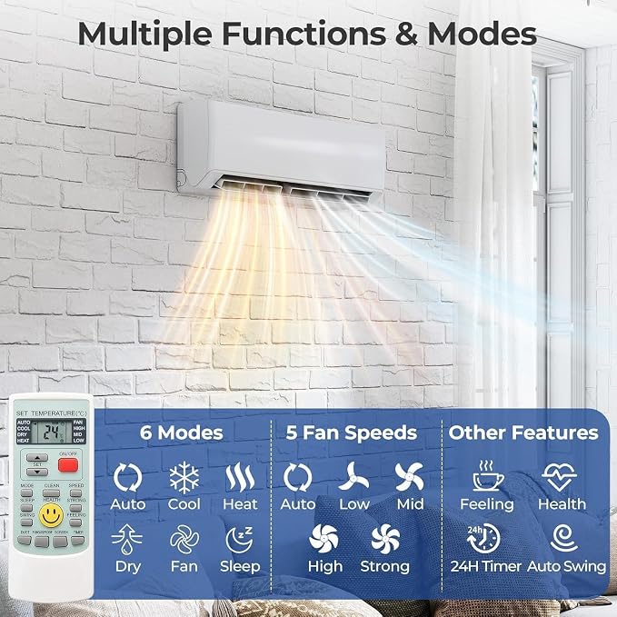 35000 BTU 4 Zone WIFI Mini Split AC/Heating System, 19 SEER2 Quad Zone 4 × 9000 BTU Ductless Split Air Conditioner with