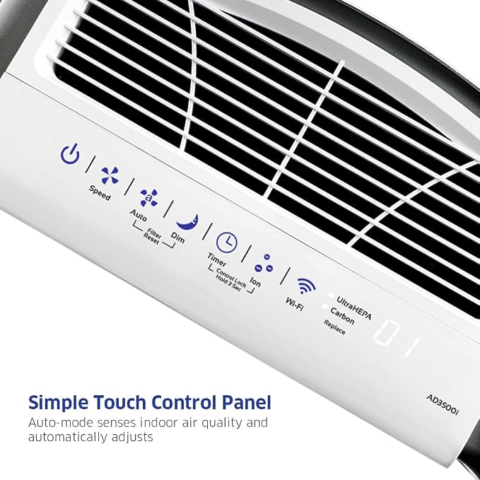 3500i SMART Air Purifier for Living Rooms & Bedrooms. 3 Stage Filtration with Pre-Filter, UltraHEPA, Carbon/VOC. Captures