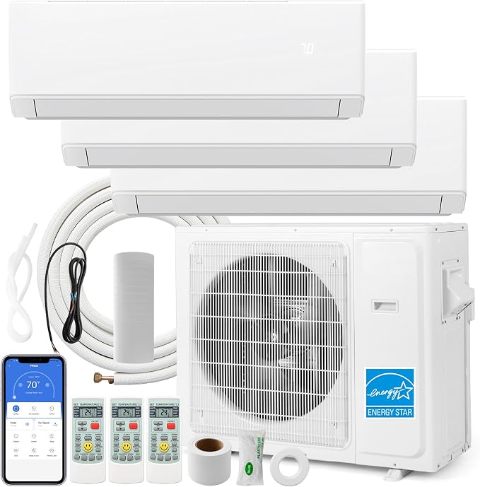 36,000 BTU, 23 SEER2, 9k+9k+24k BTU, Tri 3 Zone Mini Split Air Conditioner, Wifi-Enabled Ductless Energy Star, Installation