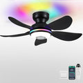 36" Ceiling Fans with RGB Lights Remote/APP Control, Small Ceiling Fan, 3 CCT Dimmable White Lights+RGB Ring Lights+Music