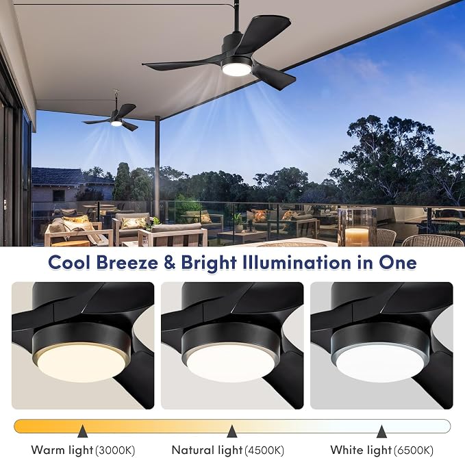 36" Gazebo Fans Outdoor Hanging with Remote, Outdoor Ceiling Fan for Patios with Light Waterproof, Plug in Cord Outlet Hook
