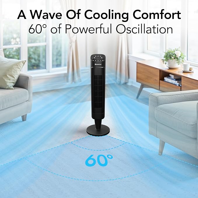 36-Inch Oscillating Tower Fan with Remote Control – Quiet Cooling Fan for Bedroom and Office, alternate product view 2