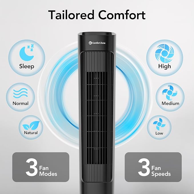 36-Inch Oscillating Tower Fan with Remote Control – Quiet Cooling Fan for Bedroom and Office, alternate product view 3