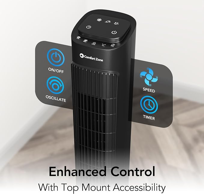36-Inch Oscillating Tower Fan with Remote Control – Quiet Cooling Fan for Bedroom and Office, alternate product view 5
