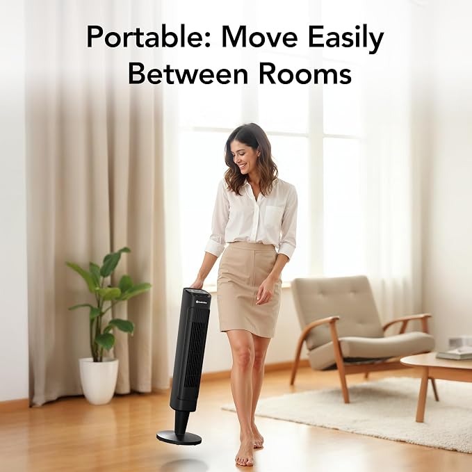 36-Inch Oscillating Tower Fan with Remote Control – Quiet Cooling Fan for Bedroom and Office, alternate product view 6