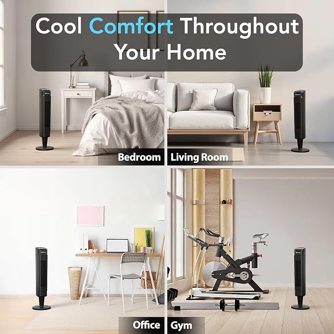 36-Inch Oscillating Tower Fan with Remote Control – Quiet Cooling Fan for Bedroom and Office, alternate product view 7