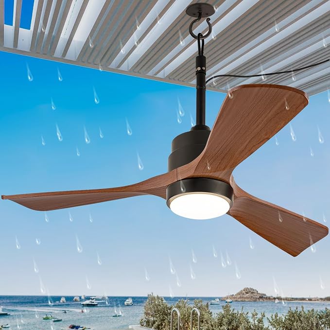 36 Inch Outdoor Ceiling Fan with Light, Gazebo Fan for Patios Waterproof, Plug in Cord Outlet Hook Wet Rated for Outside