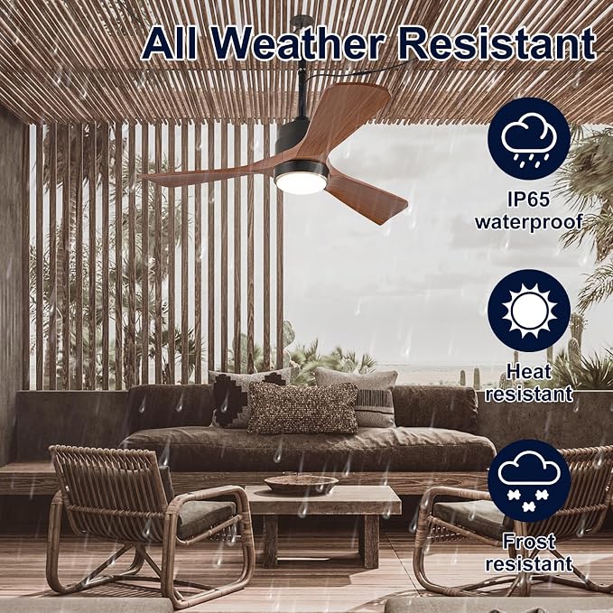 36 Inch Outdoor Ceiling Fan with Light, Gazebo Fan for Patios Waterproof, Plug in Cord Outlet Hook Wet Rated for Outside