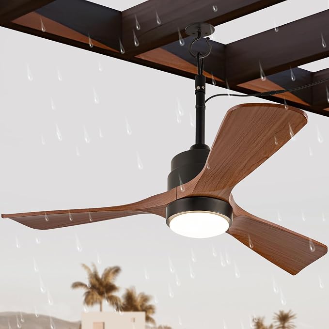 36 Inch Outdoor Ceiling Fan with Light, Gazebo Fan for Patios Waterproof, Plug in Cord Outlet Hook Wet Rated for Outside