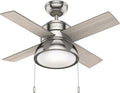 36 inch Small Indoor Ceiling Fan with LED Light and Pull Chain - Standard Mount Ceiling Fan, 4 Blades, For Bedroom, Home