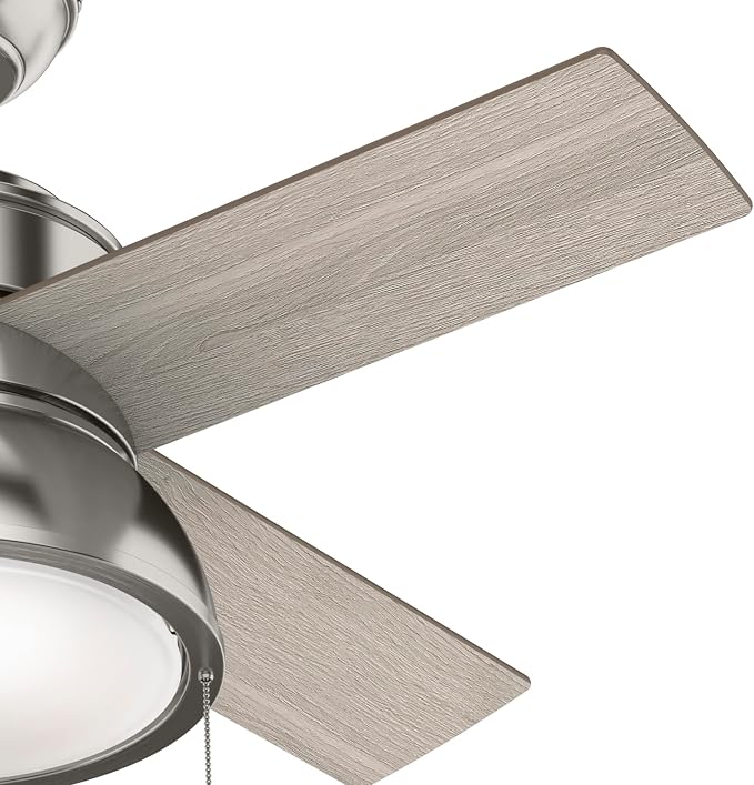 36 inch Small Indoor Ceiling Fan with LED Light and Pull Chain - Standard Mount Ceiling Fan, 4 Blades, For Bedroom, Home