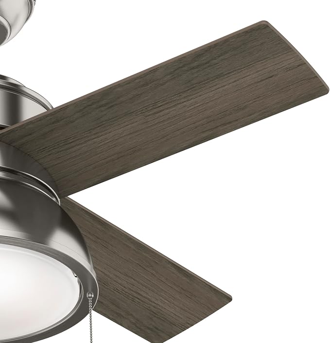 36 inch Small Indoor Ceiling Fan with LED Light and Pull Chain - Standard Mount Ceiling Fan, 4 Blades, For Bedroom, Home