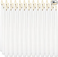 36 Pack White Taper Candles, 7-8 Hours Burn Time, Unscented, Smokeless and Dripless, 0.8 x 10 Inch Dinner Candle Set for