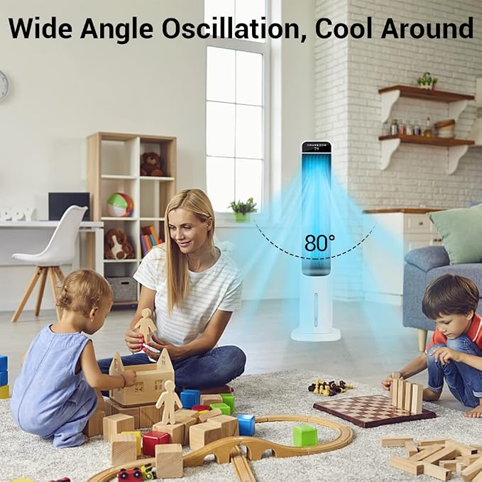 36" Portable Air Conditioner, 3-in-1 Swamp Cooler with 4 Modes, 3 Speeds, 80° Oscillation, 4 Ice Packs, 4L Removable Water