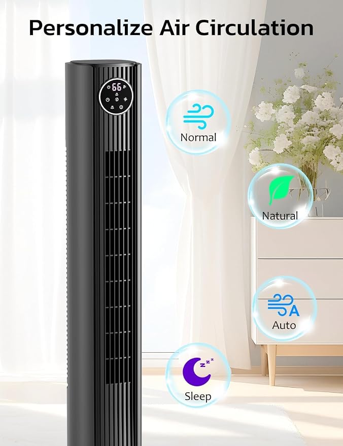36" Tower Fan for Bedroom,23ft/s Velocity 90°Oscillating Floor Fan with Remote Control, 4 Modes, 3Speeds, alternate product
