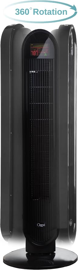 360 Oscillation, Micro-Blade Noise Reduction Technology Tower Fan, Black, Model:OZF5, alternate product view 2