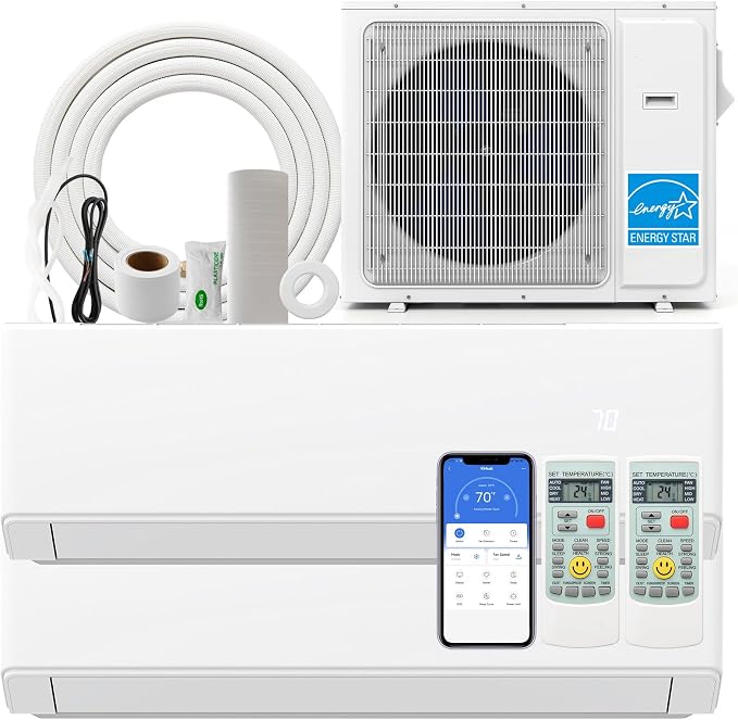 36000 BTU Dual 2 Zone Mini Split Air Conditioner, Wifi-Enabled 23 SEER2 18K BTU + 18K BTU, product image