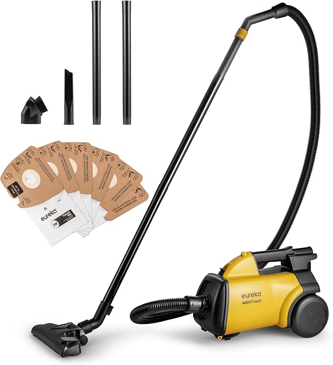 3670M Canister Cleaner, Lightweight Powerful Vacuum for Carpets and Hard floors, w/ 5bags,Yellow, product image