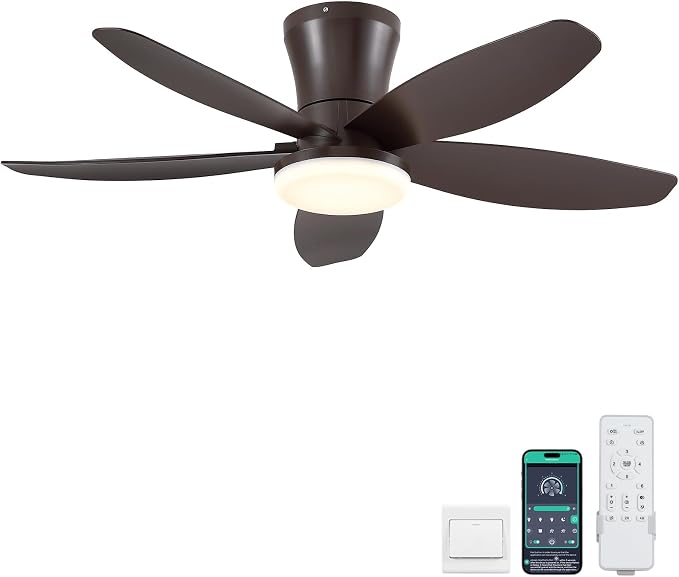 36IN Ceiling Fans with Light and Remote/APP Control, 5-Blade Reversible Motor Ceiling Fan, 3-Color Dimmable Lighting