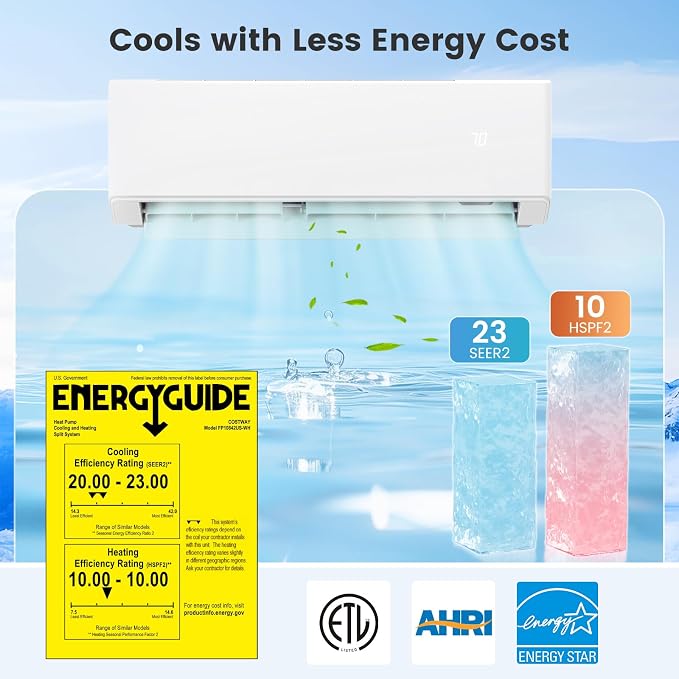 36k BTU Tri 3 Zone, Ductless Energy Star, Installation Kit, Mini Split Air Conditioner, 23 SEER2, 9k+18k+18k BTU, alternate