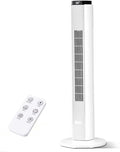 37-Inch Bladeless Portable Tower Fan 80°Oscillating,Quiet Cooling with 12H Timer Remote Control, 6 Speed, 4 Modes, LED