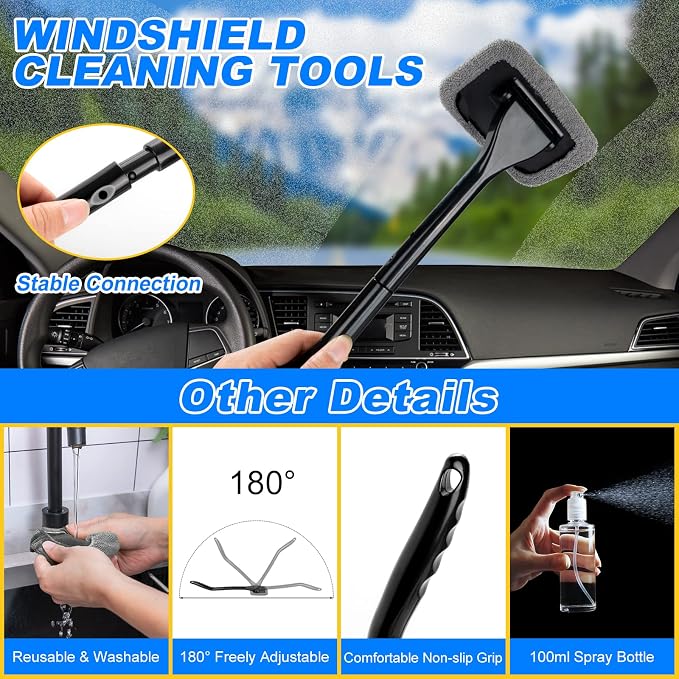 39Pcs Car Cleaning Wash Kit Interior Detailing Cleaner Kit with High Power Handheld Vacuum, Brush Set, Windshield Tool