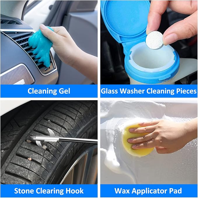 39Pcs Car Cleaning Wash Kit Interior Detailing Cleaner Kit with High Power Handheld Vacuum, Brush Set, Windshield Tool