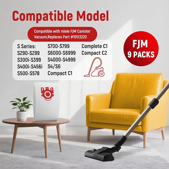 3D Airclean Dust Bags Replacement for FJM Vacuum Compact C2 Compact C1 Complete C1 S241 S290 S300i S500, alternate view