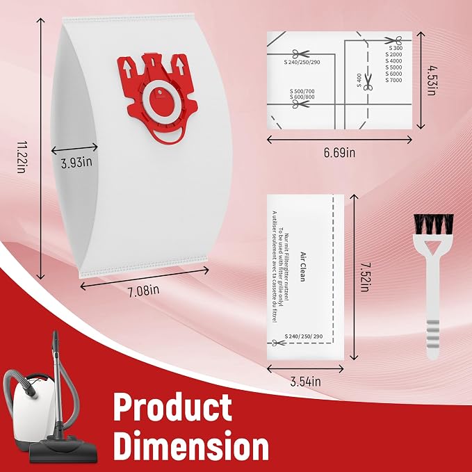 3D Airclean Dust Bags Replacement for FJM Vacuum Compact C2 Compact C1 Complete C1 S241 S290 S300i S500, alternate view