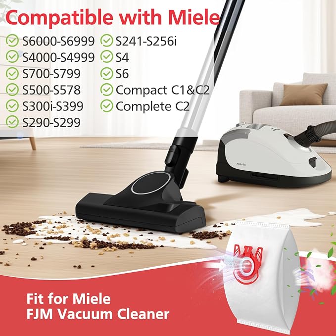 3D Airclean FJM Vacuum Cleaner Bags Compatible with FJM Vacuum Cleaner, Compact C1, Compact C2, Complete C1, S241