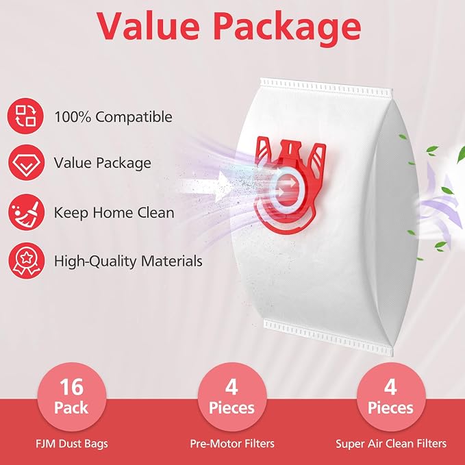 3D Airclean FJM Vacuum Cleaner Bags Compatible with FJM Vacuum Cleaner, Compact C1, Compact C2, Complete C1, S241