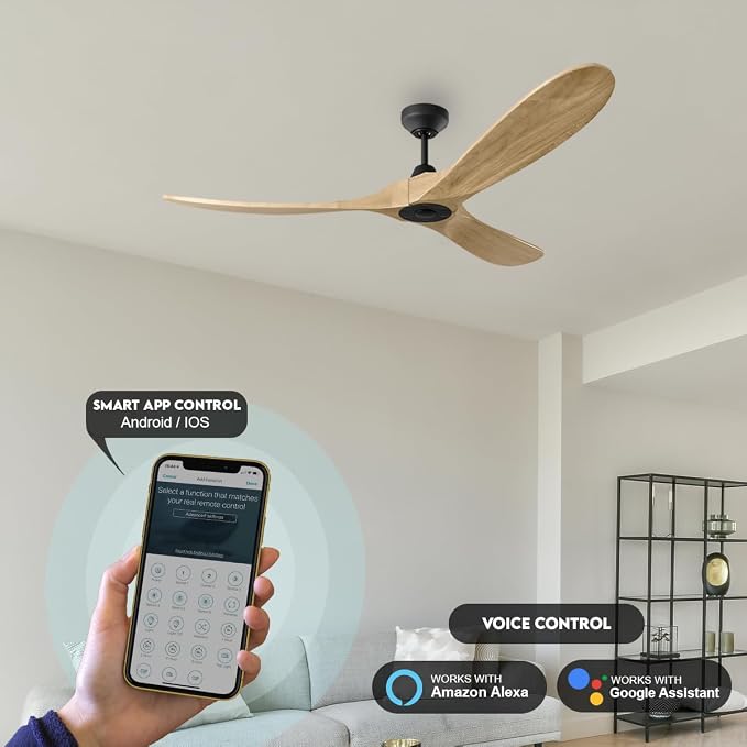 3MAVSM60MBKNH Smart Maverick Ceiling Fan with Remote Control, Indoor or Outdoor, Compatible with Bond Home Smart App