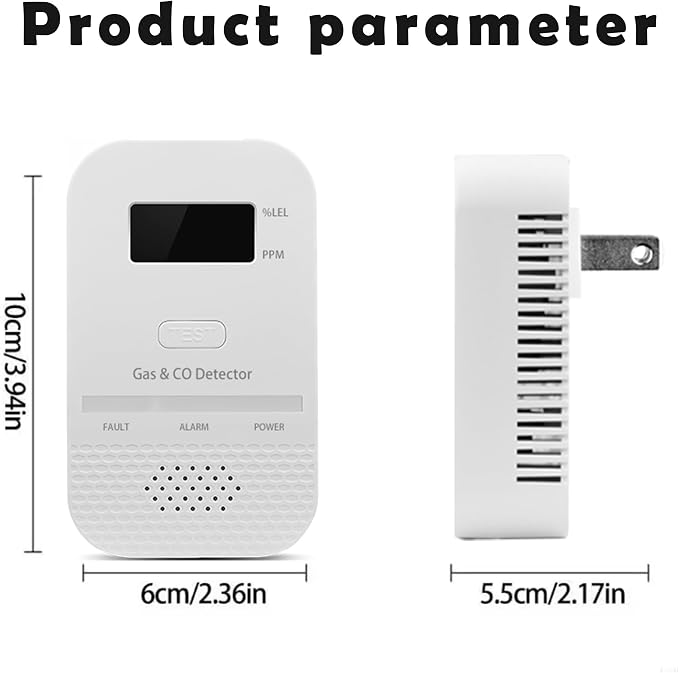 3PCS 2-in-1 Carbon Monoxide and Combustible Gas Detectors Combination, Plug in Co Leak Detector LNG LPG Monitor for Home