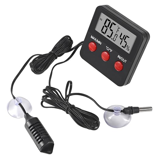3PCS Digital Reptile Thermometer and Humidity Gauge Remote Probes Reptile Terrarium Thermometer Hygrometer Indoor Outdoor