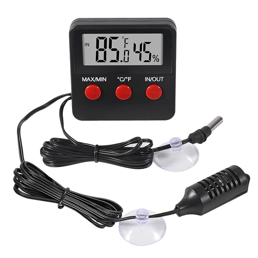 3PCS Digital Reptile Thermometer and Humidity Gauge Remote Probes Reptile Terrarium Thermometer Hygrometer Indoor Outdoor