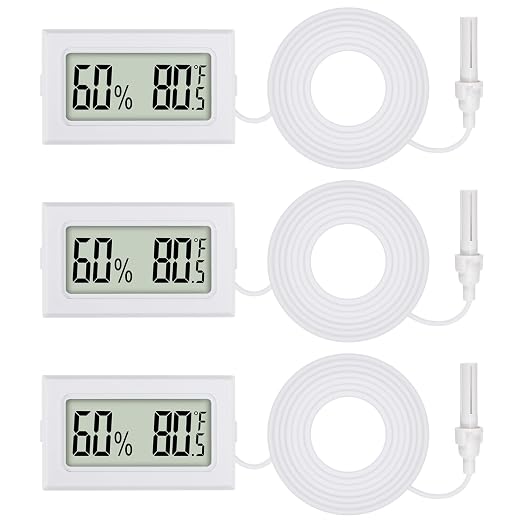 3Pcs Mini Digital Thermometer Hygrometer with Probe Electronic Temperature Humidity Gauge Meters Indoor LCD Display