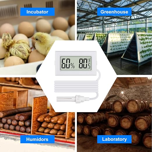 3Pcs Mini Digital Thermometer Hygrometer with Probe Electronic Temperature Humidity Gauge Meters Indoor LCD Display