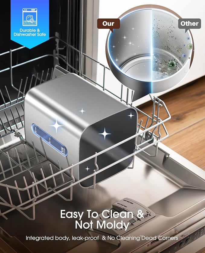 4.6L/1.2Gal Stainless Steel Humidifier for Bedroom, Top Fill Ultrasonic Cool Mist Humidifier Dishwasher Safe, Ultra-Low