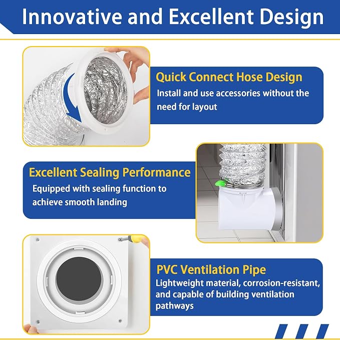 4" Dryer Vent Kit with Hose, Duct Connector and Wall Plate, 90 Degree Dryer Vent Elbow, 4Inch Dryer Vent cover Connector Wall