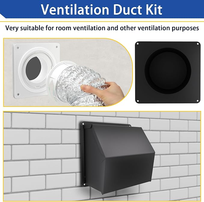 4" Dryer Vent Kit with Hose, Duct Connector and Wall Plate, 90 Degree Dryer Vent Elbow, 4Inch Dryer Vent cover Connector Wall