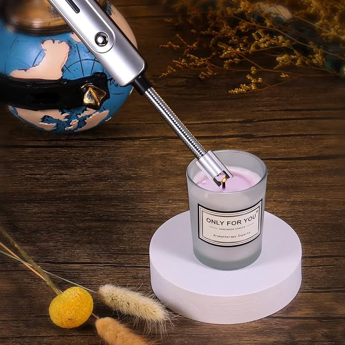 4 in 1 Candle Accessory Set, Electric Lighter, Wick Cutter, Snuffer and Dipper, Steel Wick Trimmer Set - Silver, alternate