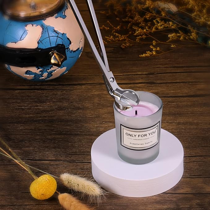 4 in 1 Candle Accessory Set, Electric Lighter, Wick Cutter, Snuffer and Dipper, Steel Wick Trimmer Set - Silver, alternate