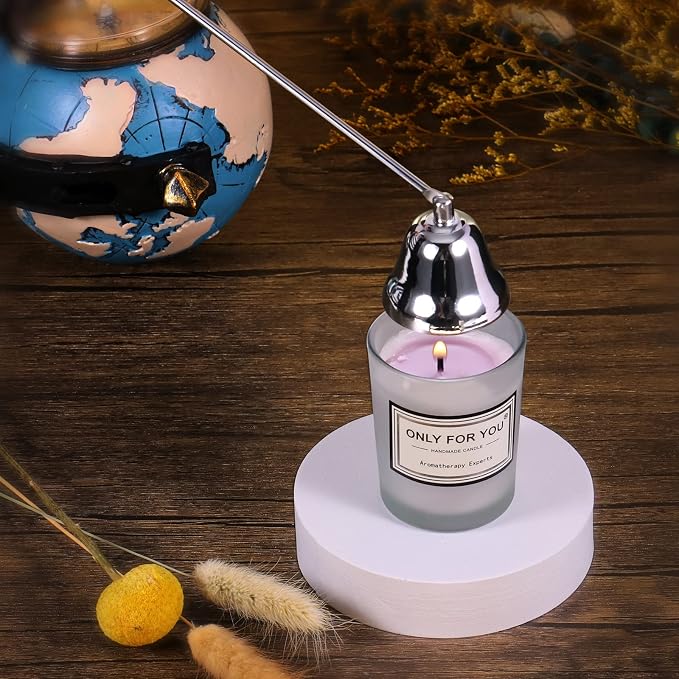 4 in 1 Candle Accessory Set, Electric Lighter, Wick Cutter, Snuffer and Dipper, Steel Wick Trimmer Set - Silver, alternate