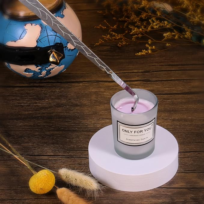 4 in 1 Candle Accessory Set, Electric Lighter, Wick Cutter, Snuffer and Dipper, Steel Wick Trimmer Set - Silver, alternate