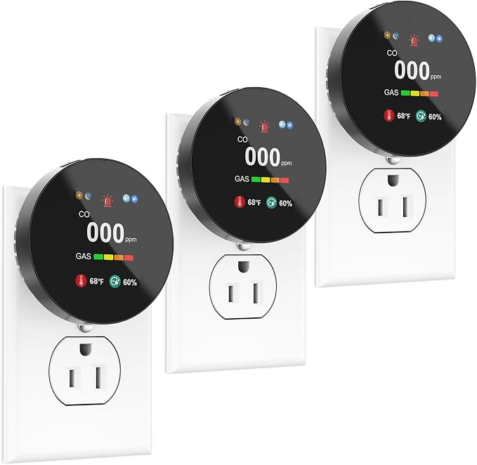4-in-1 Carbon Monoxide & Gas Detector Plug in, Combination Natural Gas Leak & Carbon Monoxide Alarm, Dual Sensor