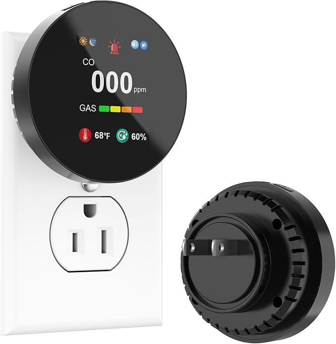 4-in-1 Gas & Carbon Monoxide Detector Plug in, Combination Natural Gas Leak & Carbon Monoxide Alarm, Dual CO & Gas Sensor