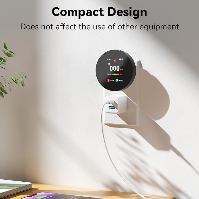 4-in-1 Gas & Carbon Monoxide Detector Plug in, Combination Natural Gas Leak & Carbon Monoxide Alarm, Dual CO & Gas Sensor