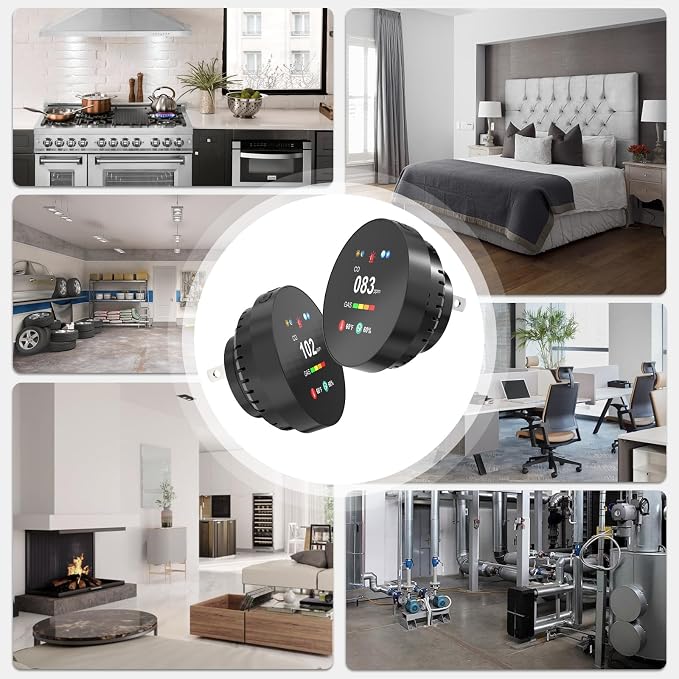 4-in-1 Gas & Carbon Monoxide Detector Plug in, Combination Natural Gas Leak & Carbon Monoxide Alarm, Dual CO & Gas Sensor