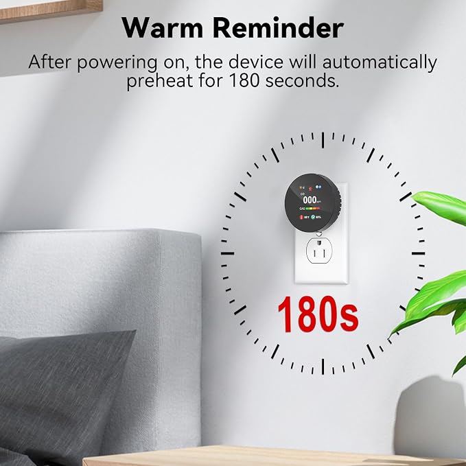 4-in-1 Gas & Carbon Monoxide Detector Plug in, Combination Natural Gas Leak & Carbon Monoxide Alarm, Dual CO & Gas Sensor