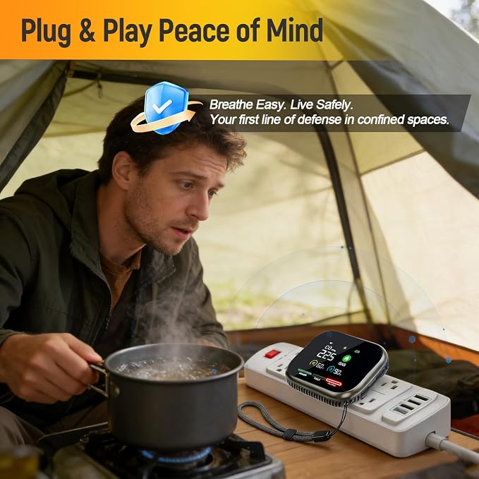 4 in 1 Upgrade Portable Carbon Monoxide Detectors Plug in, CO Detector & Natural Gas Leak Detector for Home, alternate